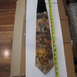 100% silk men's tie Zebra, Cheetah, Giraffe and Gemsbok print 1v